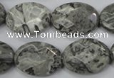 CPT147 15.5 inches 18*25mm faceted oval grey picture jasper beads