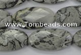 CPT148 15.5 inches 15*30mm faceted marquise grey picture jasper beads