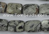 CPT154 15.5 inches 13*18mm faceted rectangle grey picture jasper beads