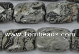 CPT156 15.5 inches 18*25mm faceted rectangle grey picture jasper beads