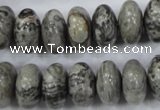 CPT160 15.5 inches 9*16mm rondelle grey picture jasper beads