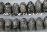 CPT160 15.5 inches 9*16mm rondelle grey picture jasper beads