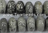 CPT161 15.5 inches 10*18mm rondelle grey picture jasper beads