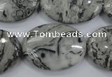 CPT174 15.5 inches 22*30mm oval grey picture jasper beads