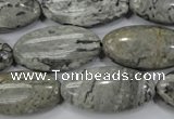 CPT175 15.5 inches 15*30mm marquise grey picture jasper beads