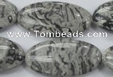 CPT176 15.5 inches 20*40mm marquise grey picture jasper beads