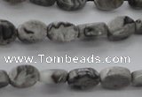 CPT185 15.5 inches 4*6mm oval grey picture jasper beads wholesale