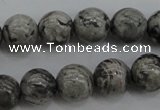 CPT188 15.5 inches 8mm round grey picture jasper beads wholesale