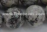 CPT191 15.5 inches 16mm round grey picture jasper beads wholesale