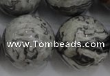 CPT192 15.5 inches 18mm round grey picture jasper beads wholesale