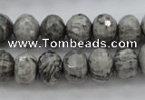 CPT196 15.5 inches 5*8mm faceted rondelle grey picture jasper beads