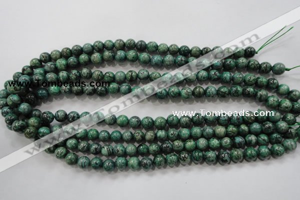 CPT205 15.5 inches 8mm round green picture jasper beads