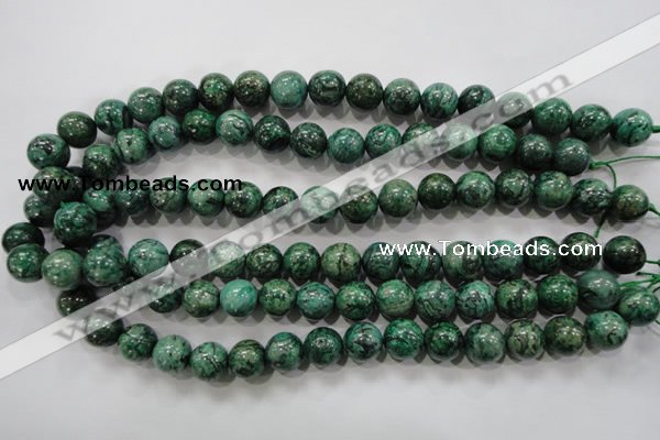 CPT207 15.5 inches 12mm round green picture jasper beads