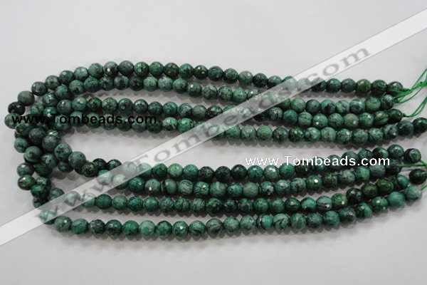 CPT214 15.5 inches 8mm faceted round green picture jasper beads