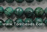 CPT216 15.5 inches 12mm faceted round green picture jasper beads