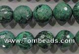 CPT217 15.5 inches 14mm faceted round green picture jasper beads