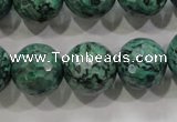 CPT218 15.5 inches 16mm faceted round green picture jasper beads