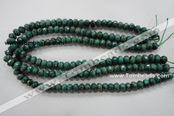 CPT223 15.5 inches 6*10mm faceted rondelle green picture jasper beads