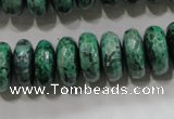 CPT224 15.5 inches 7*15mm faceted rondelle green picture jasper beads