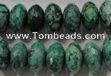 CPT225 15.5 inches 9*16mm faceted rondelle green picture jasper beads