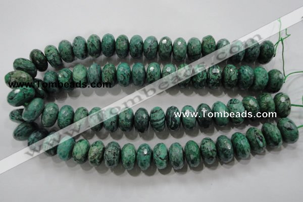 CPT226 15.5 inches 10*18mm faceted rondelle green picture jasper beads