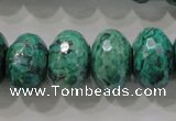 CPT227 15.5 inches 12*20mm faceted rondelle green picture jasper beads