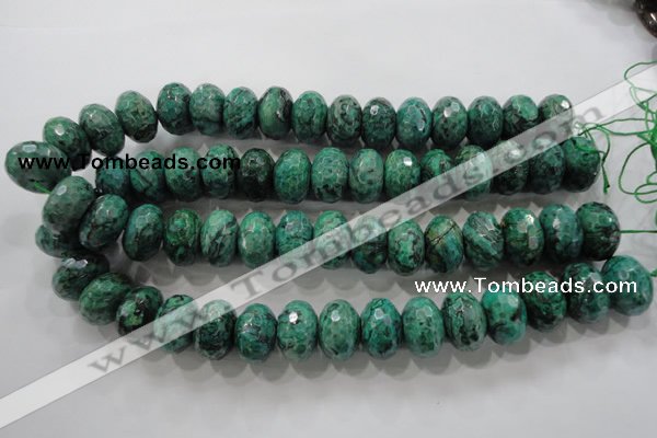CPT227 15.5 inches 12*20mm faceted rondelle green picture jasper beads