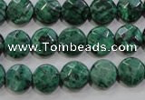 CPT231 15.5 inches 10mm faceted coin green picture jasper beads