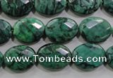 CPT238 15.5 inches 12*16mm faceted oval green picture jasper beads