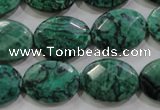 CPT240 15.5 inches 15*20mm faceted oval green picture jasper beads