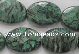 CPT241 15.5 inches 18*25mm faceted oval green picture jasper beads