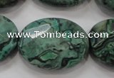 CPT243 15.5 inches 22*30mm faceted oval green picture jasper beads