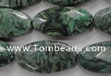 CPT245 15.5 inches 15*30mm faceted marquise green picture jasper beads