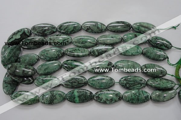 CPT246 15.5 inches 15*30mm marquise green picture jasper beads