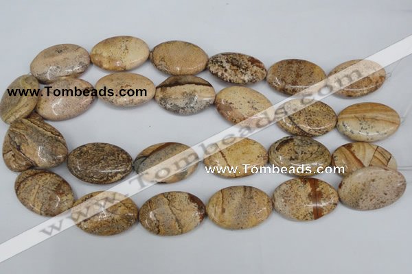 CPT254 15.5 inches 20*30mm oval picture jasper beads wholesale