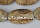 CPT255 15.5 inches 20*35mm oval picture jasper beads wholesale