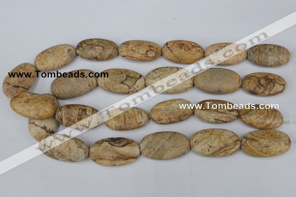 CPT255 15.5 inches 20*35mm oval picture jasper beads wholesale