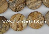 CPT258 15.5 inches 18mm flat round picture jasper beads wholesale