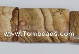 CPT265 15.5 inches 25*35mm flat tube picture jasper beads wholesale