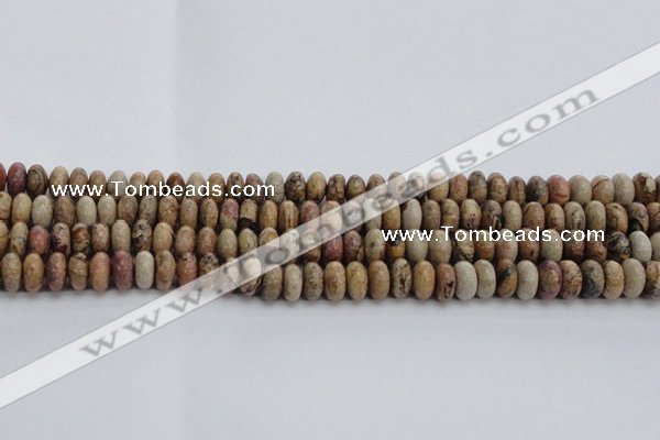 CPT271 15.5 inches 6*10mm rondelle picture jasper beads wholesale