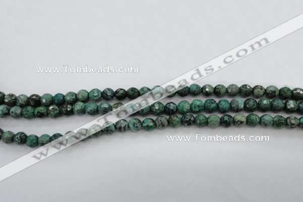 CPT303 15.5 inches 6mm faceted round green picture jasper beads