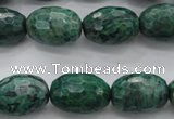 CPT305 15.5 inches 13*18mm faceted rice green picture jasper beads