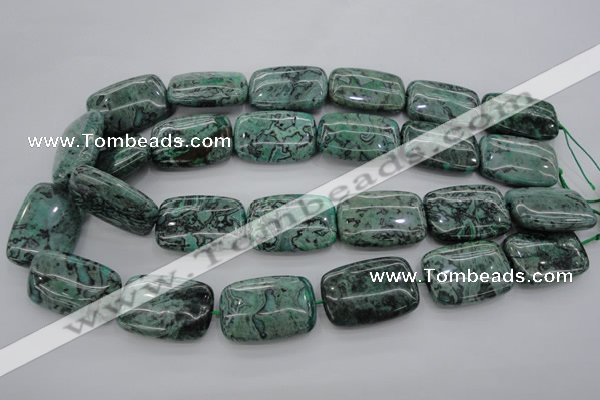 CPT315 15.5 inches 20*30mm rectangle green picture jasper beads