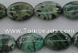 CPT318 15.5 inches 10*14mm oval green picture jasper beads