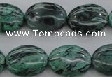 CPT319 15.5 inches 12*16mm oval green picture jasper beads