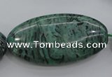 CPT324 15.5 inches 25*50mm oval green picture jasper beads