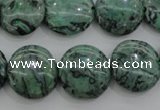 CPT329 15.5 inches 16mm flat round green picture jasper beads