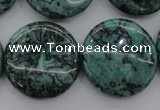 CPT332 15.5 inches 25mm flat round green picture jasper beads