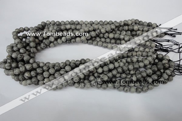 CPT352 15.5 inches 6mm round grey picture jasper beads wholesale