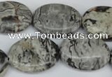 CPT356 15.5 inches 18*25mm oval grey picture jasper beads